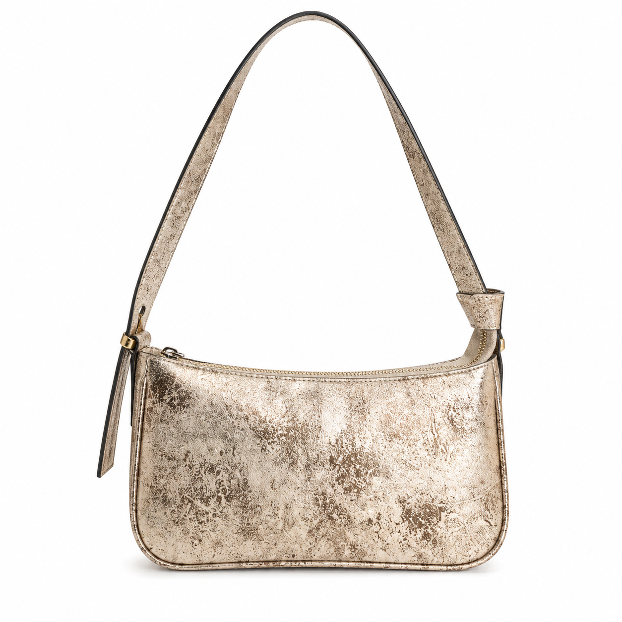 beige metallic shoulder bag