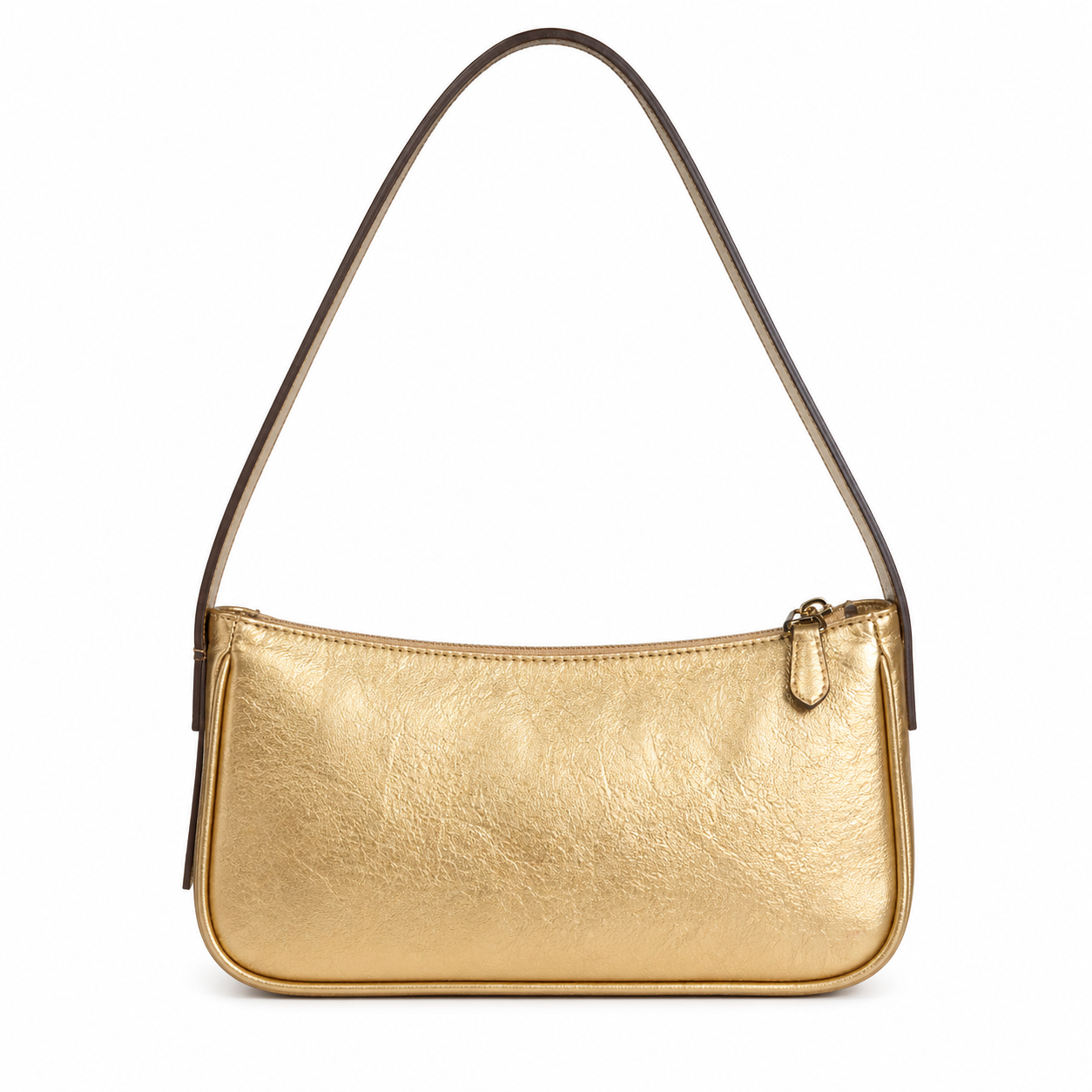 gold metallic shoulder bag