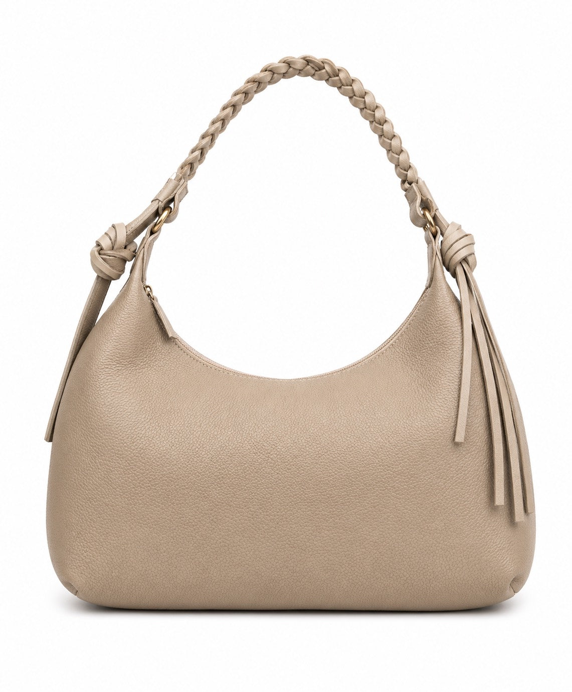 Light Beige Braided Shoulder Bag