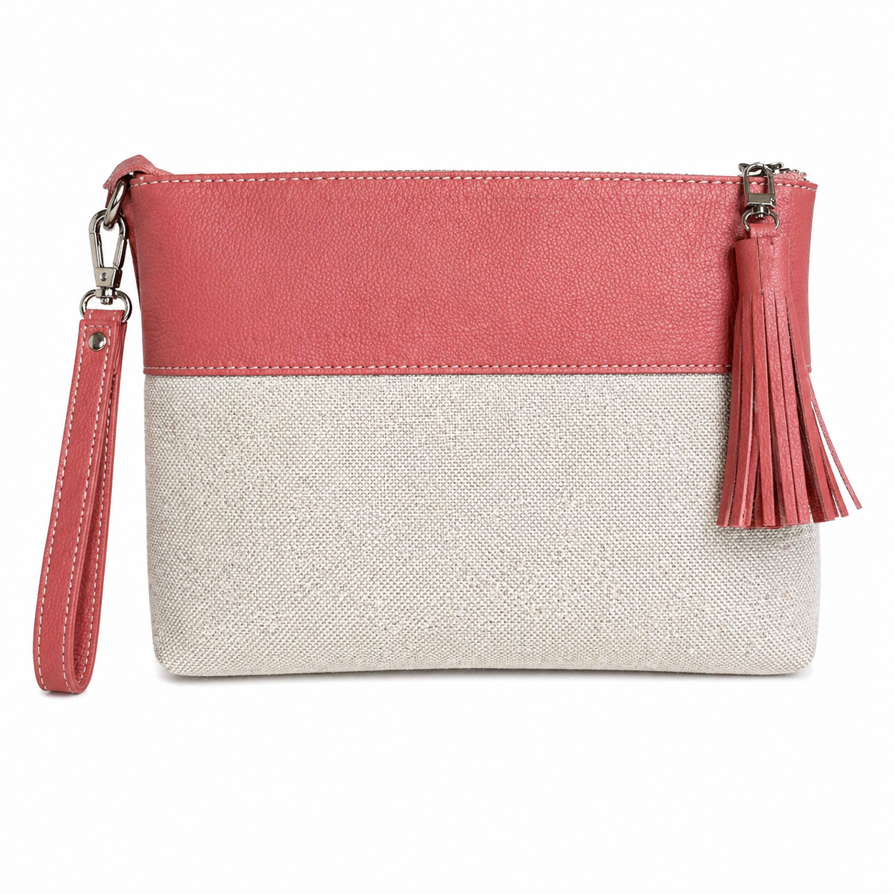 Pink burlap clutch
