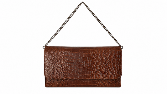Tria crocodile Brown Clutch