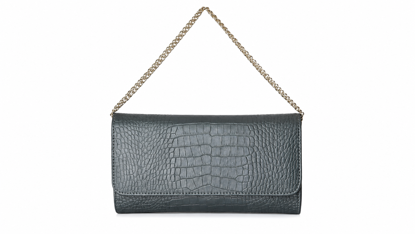 Tria crocodile Grey clutch