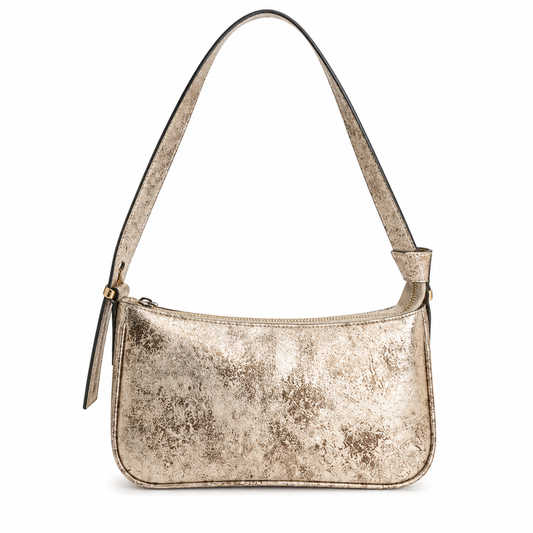 beige metallic shoulder bag