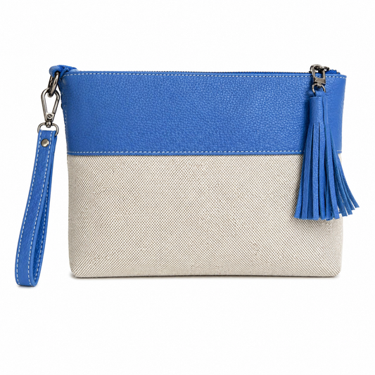 Dark Blue burlap clutch