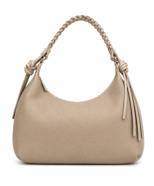 Light Beige Braided Shoulder Bag