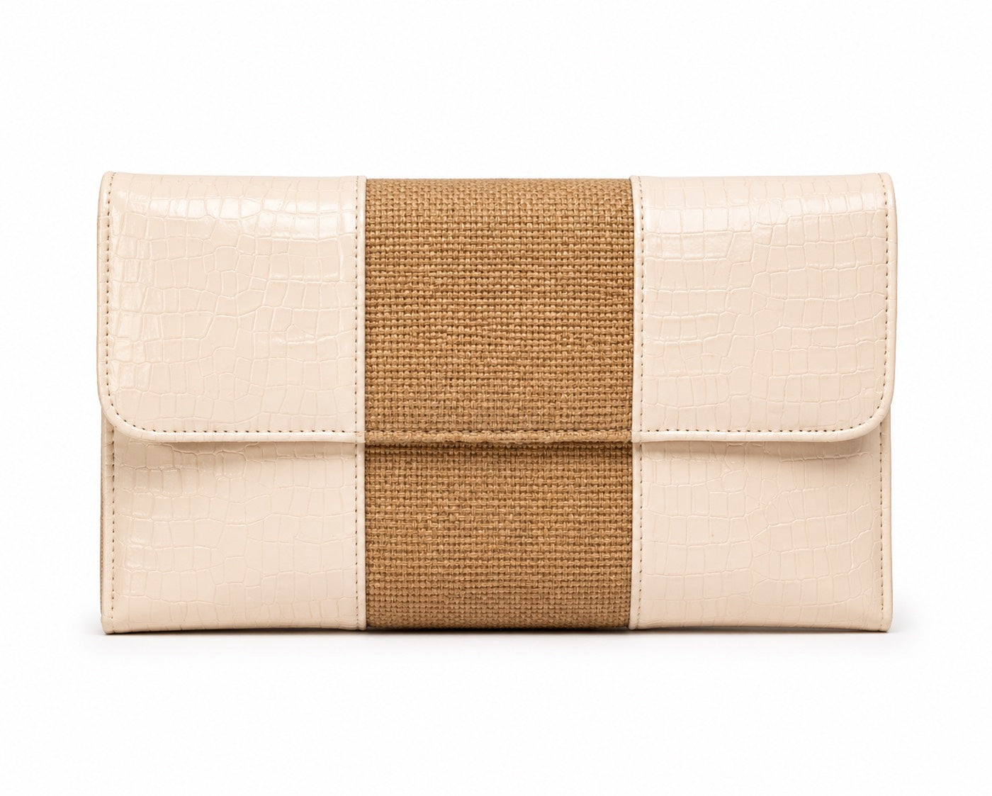White Burlap Clutch